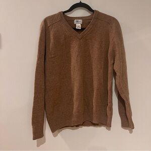 L.L Bean Sweater Brown Lambswool V-Neck Knit